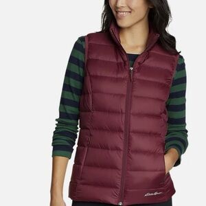 Eddie Bauer EB 650 Down Puffer Vest Women’s Small Maroon Zip Pockets Packable